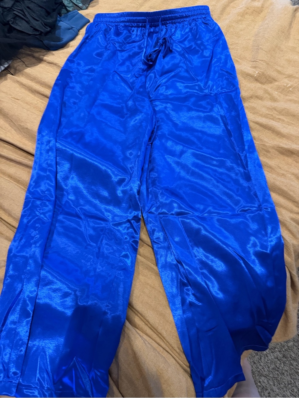 SHEIN Royal Blue Satin Wide-Leg Pants